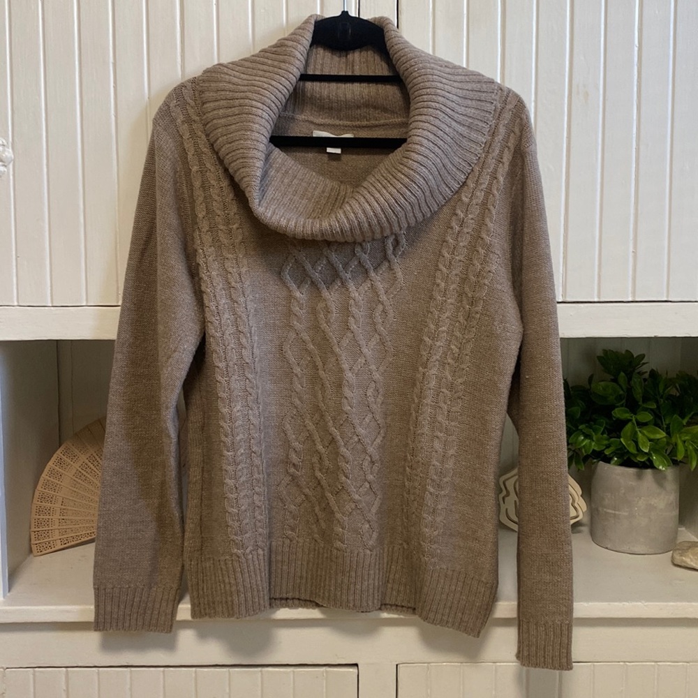 New York & Co. Crowl Neck Sweater - Brown/Beige, Large